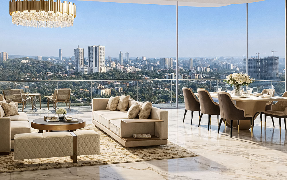 Modern architectural facade at Vajra Infinity