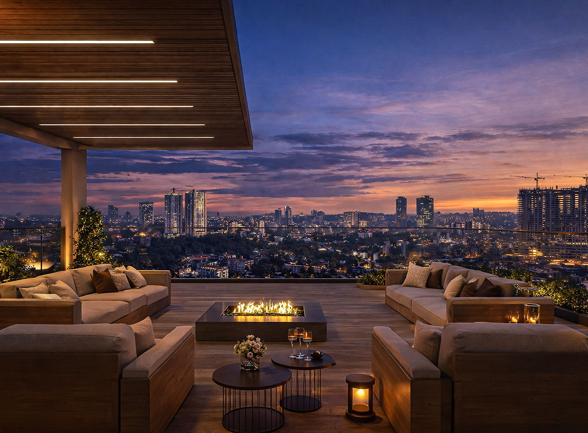 Vajra Infinity exterior night view with architectural lighting